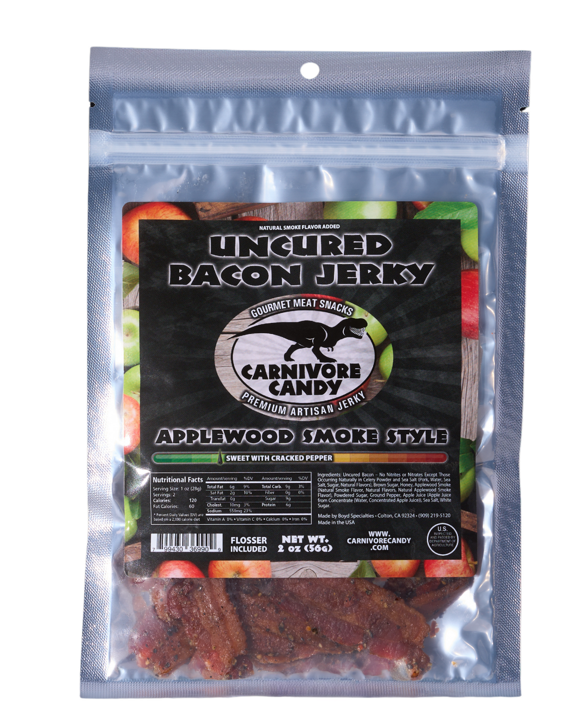 Applewood Peppered Uncured Bacon Jerky